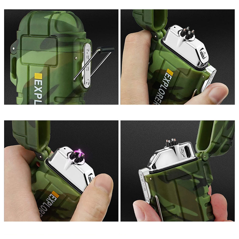 Elektrisches Lichtbogen USB Camping Feuerzeug (Wiederaufladbar) - Grün