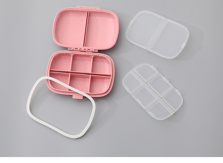 (11x8cm) Medikamenten Dosierer 8 Fächer Dosett Tablettenbox Supplements Pillendose Tablettenspender - Weiss