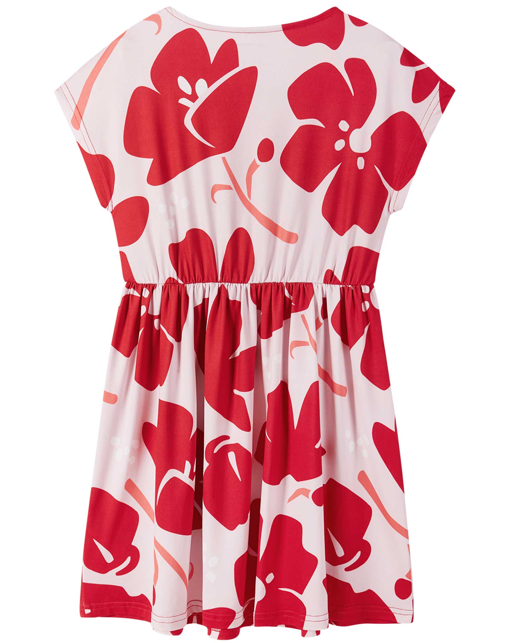 Kurzarm-Kleid VIREIN BLUMEN in misty red