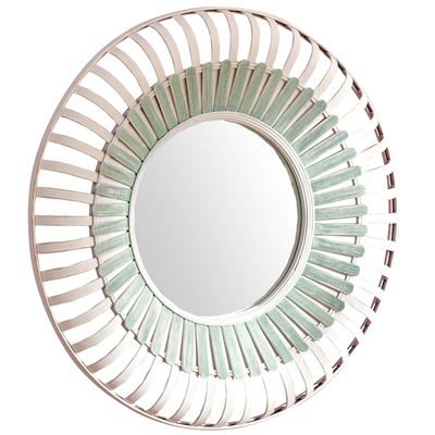 Grand miroir rond en bambou
