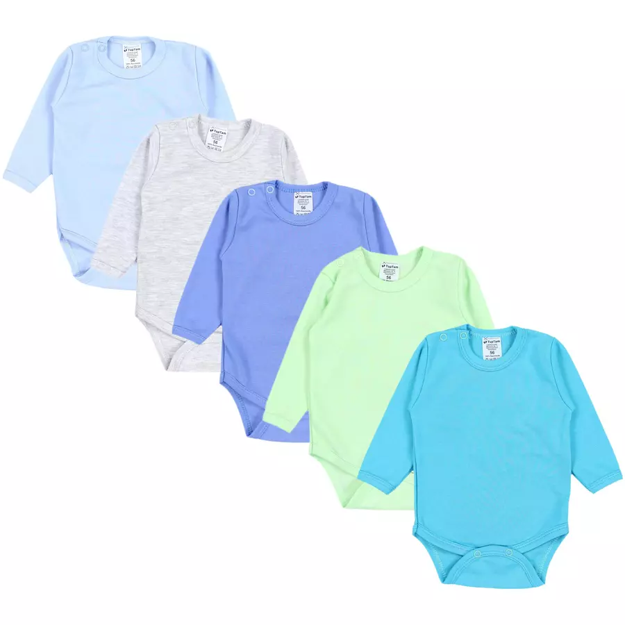 TupTam Jungen Baby Body Langarm 5er Pack grünblau