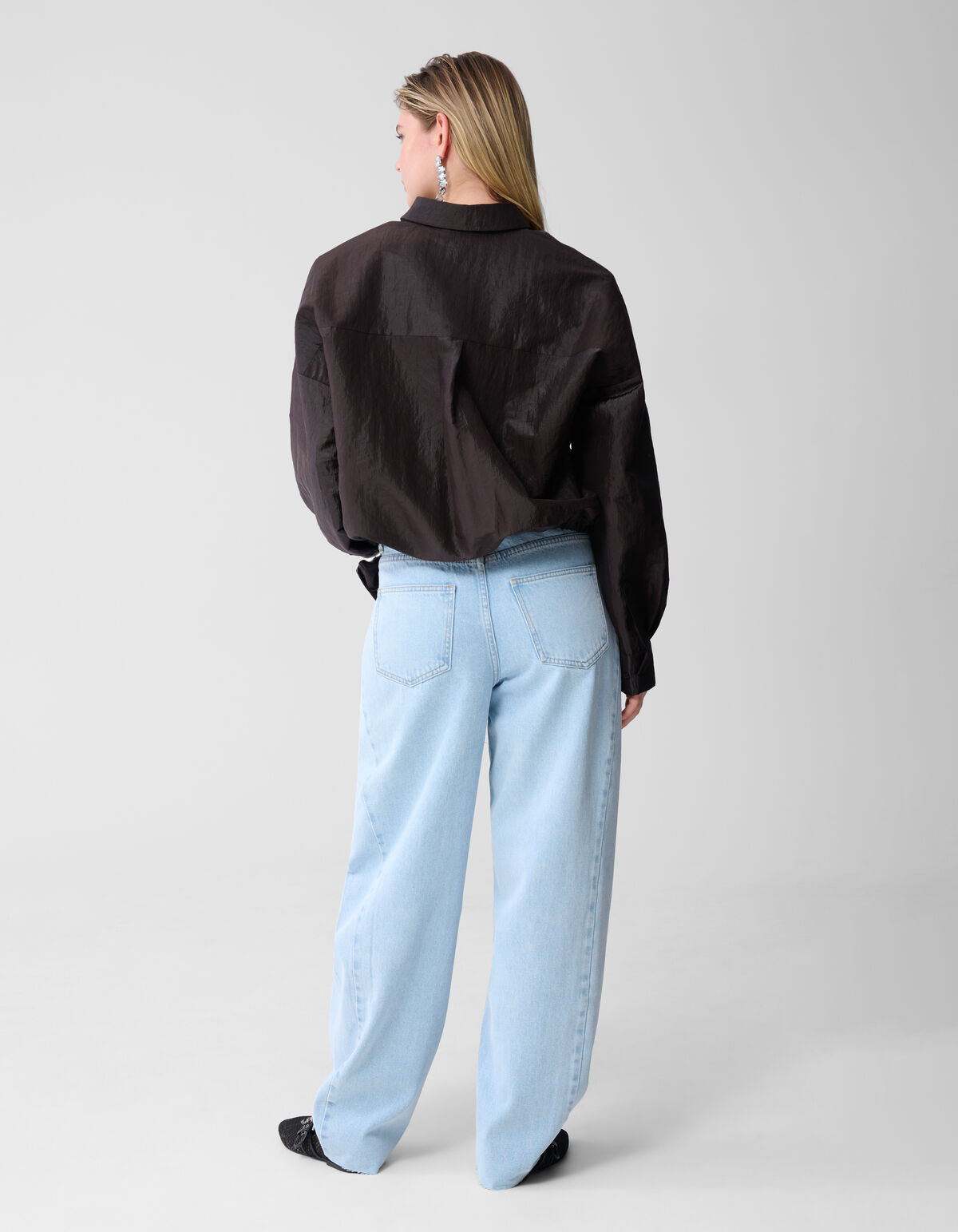 Croco Blouse Donkerbruin