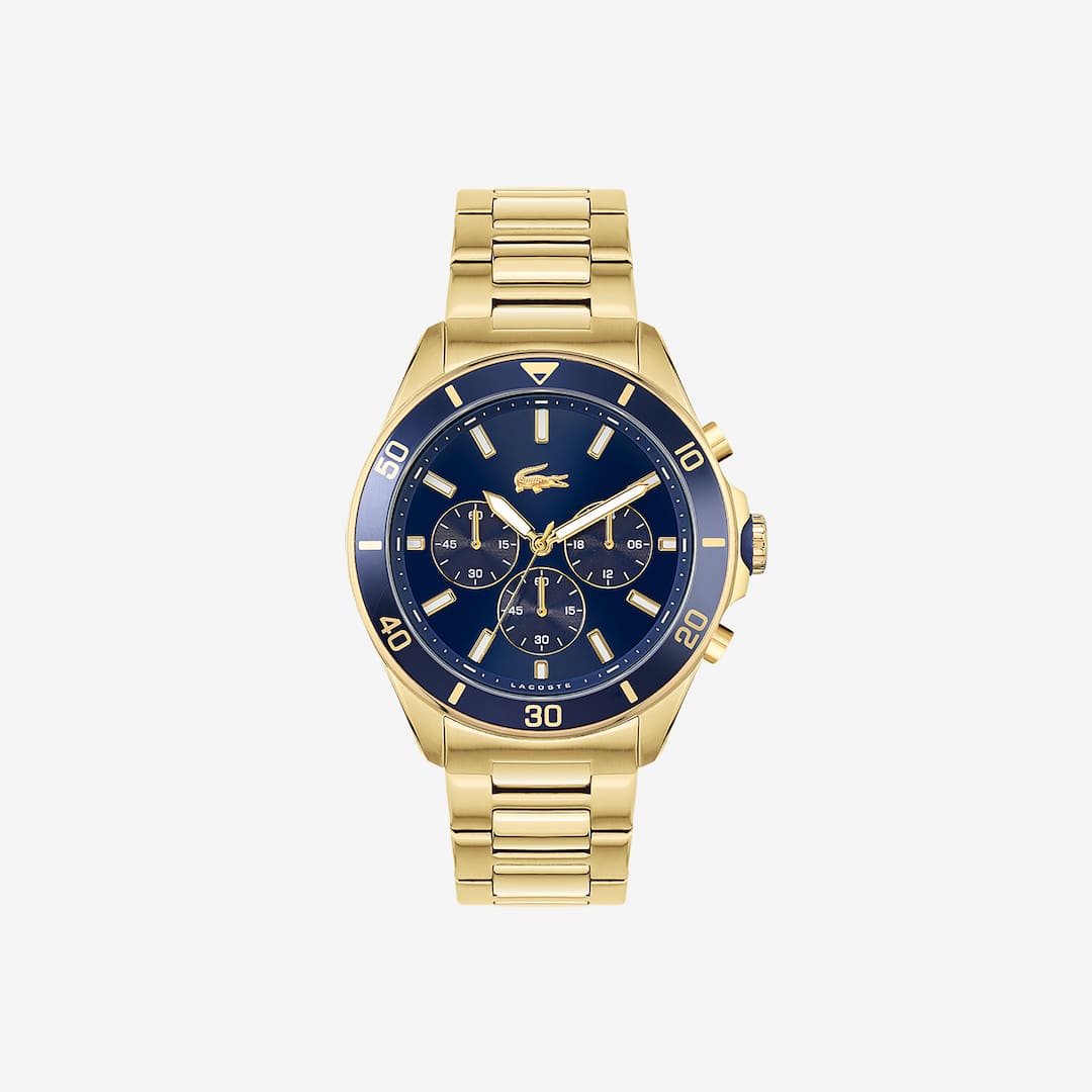 Montre chronographe Tiebreaker bleue avec bracelet plaqué or Montres - Blanc - Lacoste - Homme