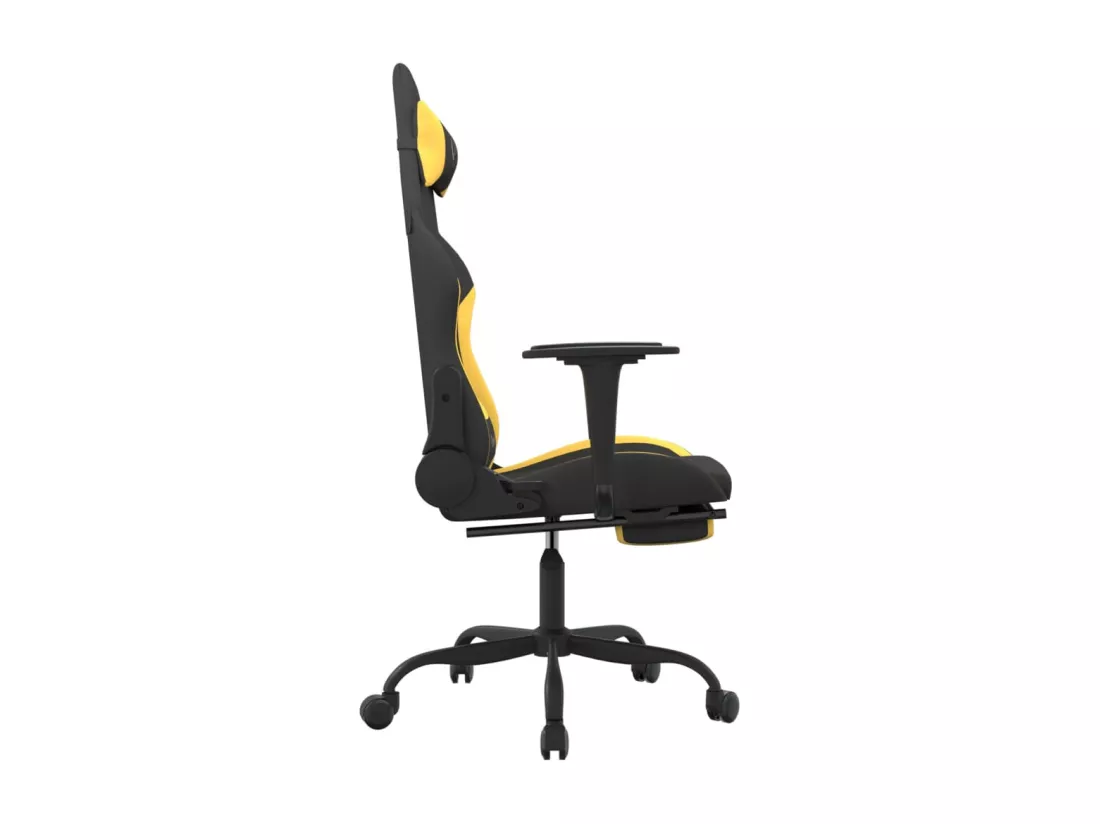 Chaise de jeu de massage avec repose-pied Noir et jaune Tissu
