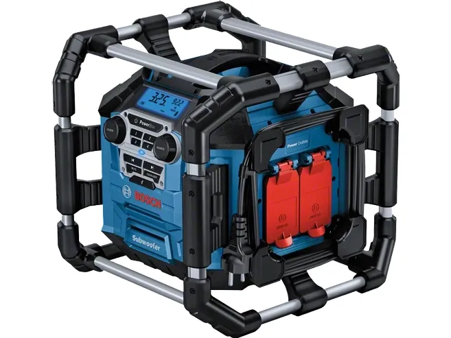 Bosch RADIO GPB 18V-5 C POWER BOX - SOLO - Bluetooth®, FM og AUX - 20 W (5 W i hver af de 4 højttalere)