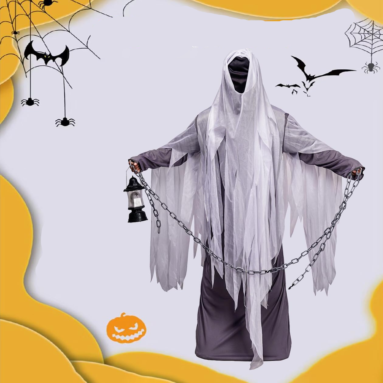 (175-185cm) Fasnachts Erwachsenen Kostüm Geist Verkleidung für Motto Partys / Halloween - Grau