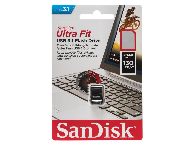 SanDisk USB-Stick Ultra Fit USB3.1 64 GB USB-Stick mit 64 GB Speicherkapazität und 130 MB/s Lesegeschwindigkeit