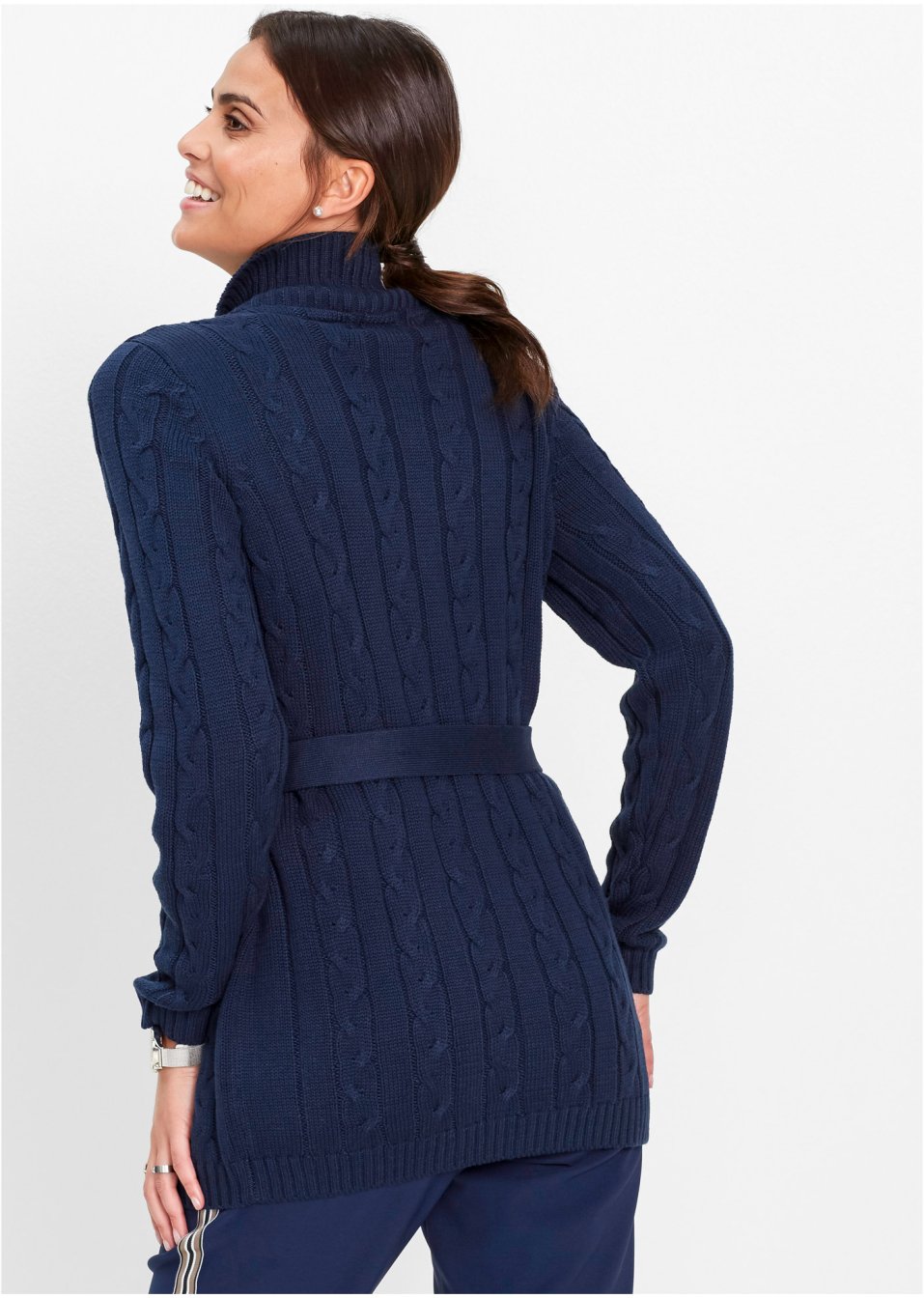 Gilet long en maille à motif torsadé