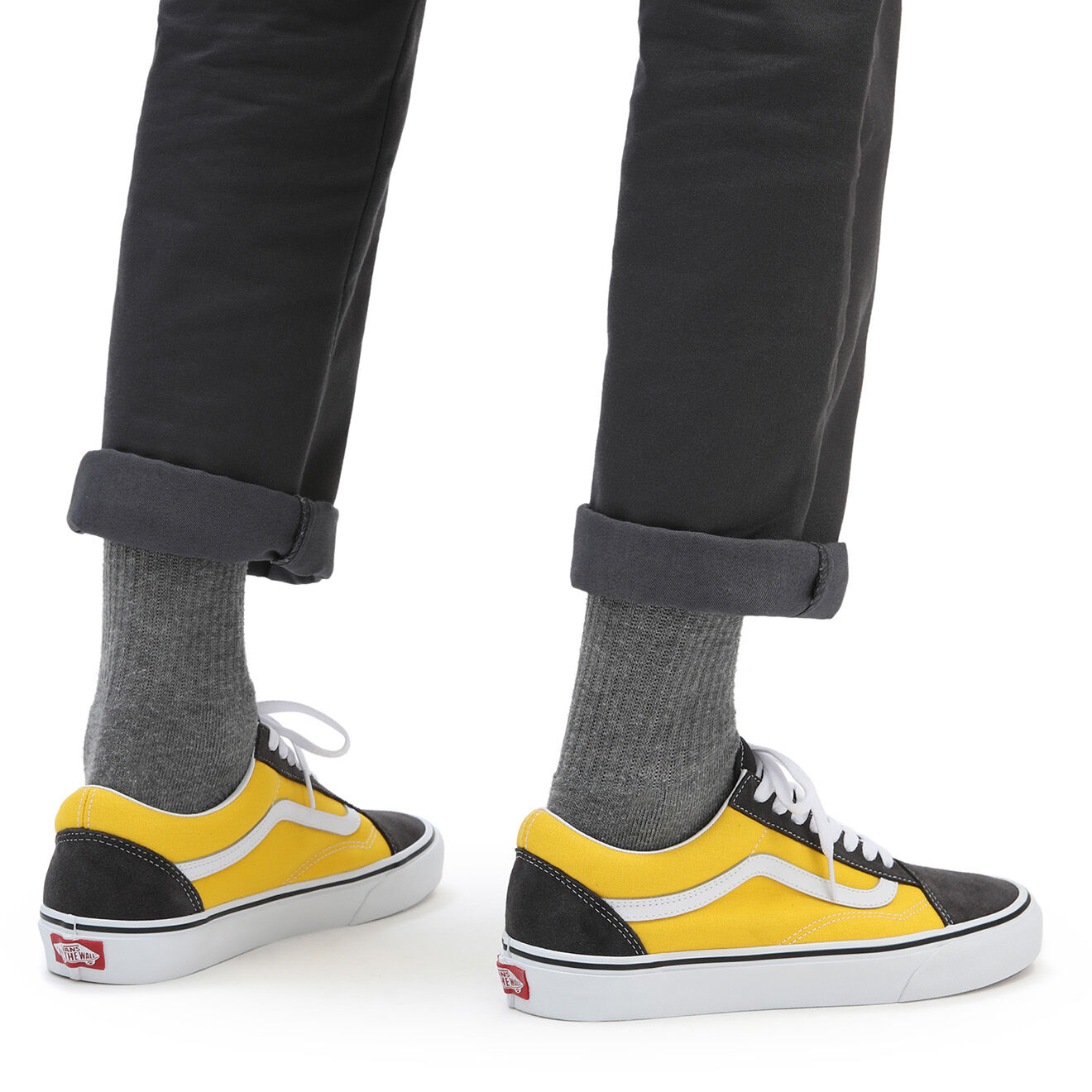 Vans Sneakers en Velours de Cuir & Textile Old Skool gris/jaune