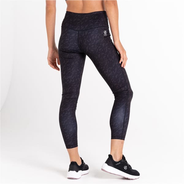 Collant running DARE 2B INFLUENTIAL 7/8 BLACK CIRE FLOW LEAF PRINT