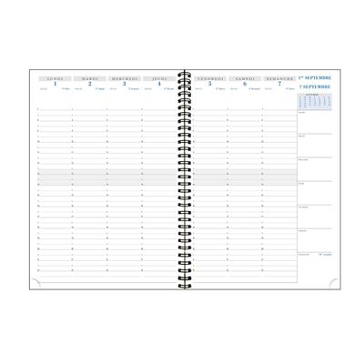 Agenda Casual - 1 semaine sur 2 pages - 16 mois - 21 x 29,7 cm - bleu clair - Exacompta