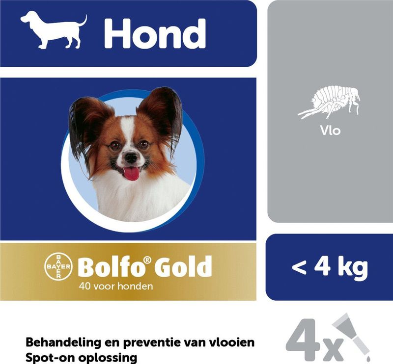 Bolfo Gold 40 Anti Vlooienmiddel Hond - 0 Tot 4 kg - 4 Pipetten