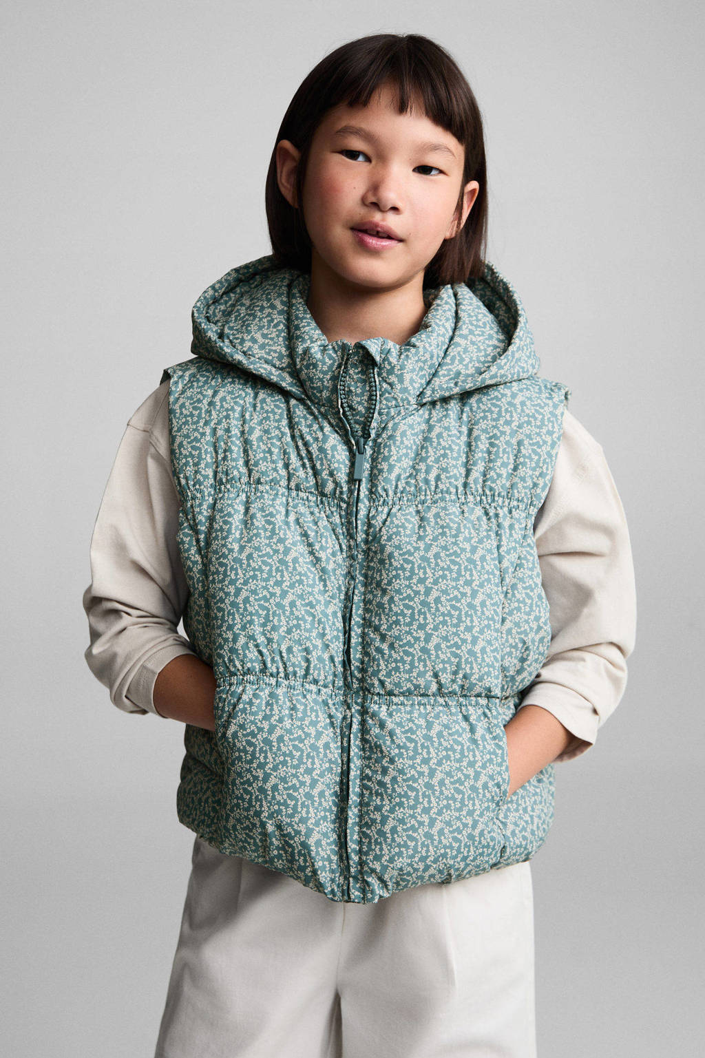 bodywarmer met all over print groen