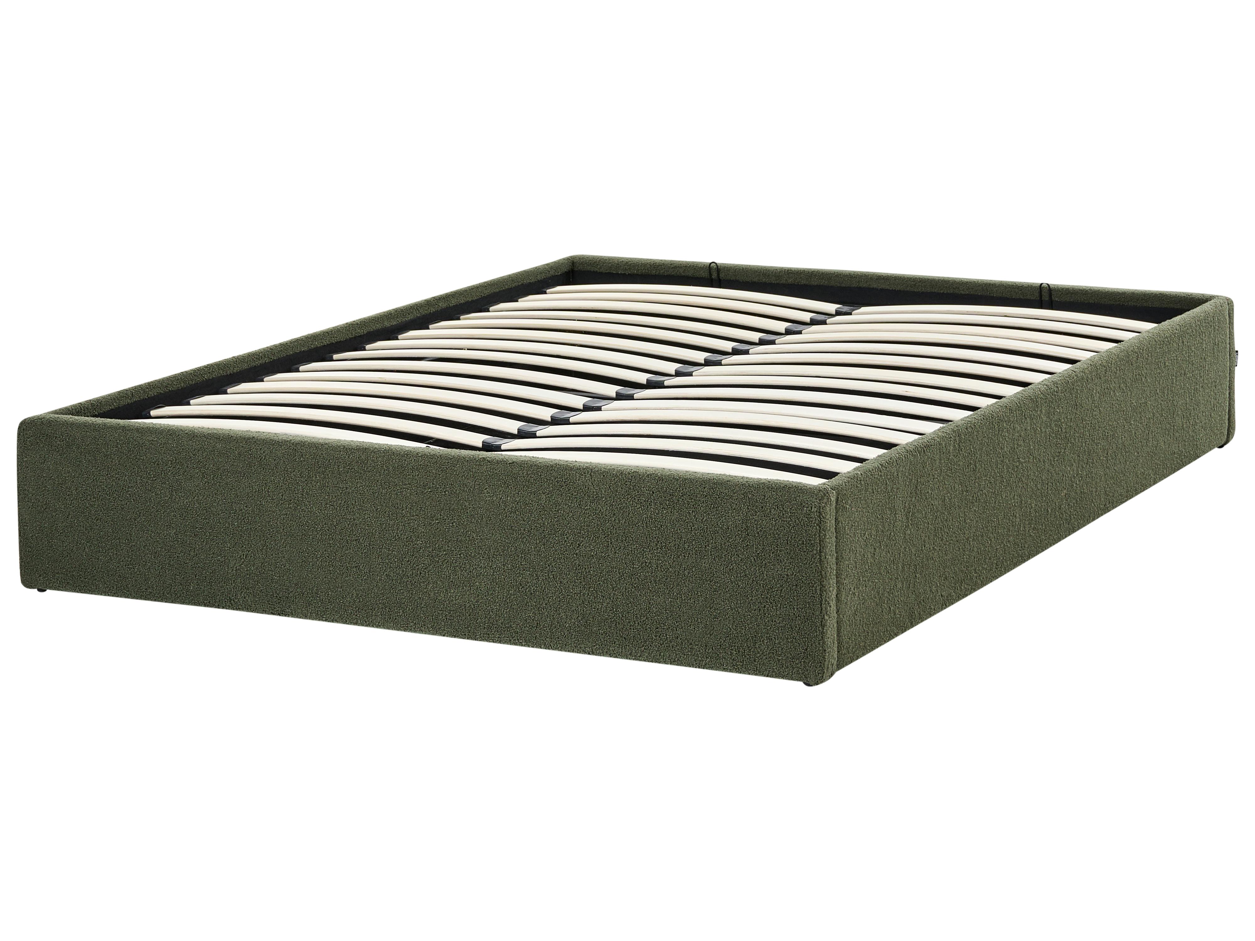 Opbergbed zonder hoofdbord Bouclé DINAN 140 x 200 cm Donkergroen