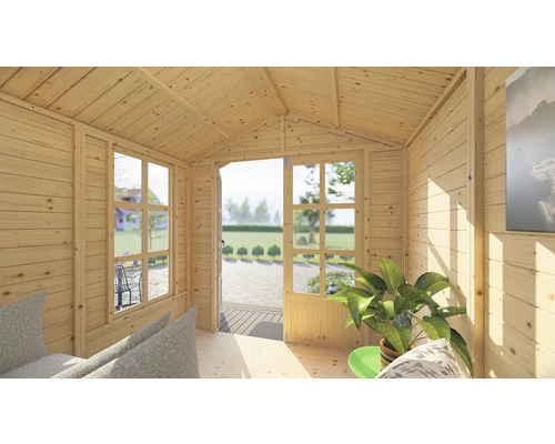 Bertilo Melrose tuinhuis met vloer, 214 x 246 cm, natuurlijke afwerking