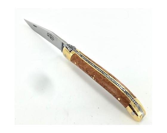 Laguiole Tradition 9 cm - 2 mitres laiton - Bruyère Couteau de Poche Forge de Laguiole