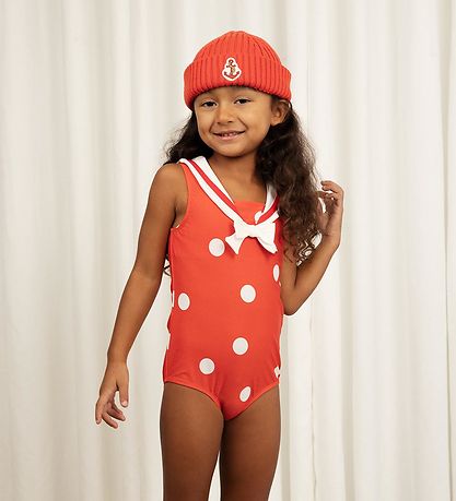 Mini Rodini Badeanzug - UV50+ - Sailor Polka Dot - Rot