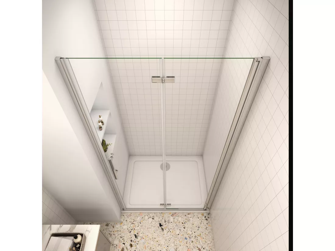 AICA porte de douche 80x185cm 6mm verre clair trempé sécurit
