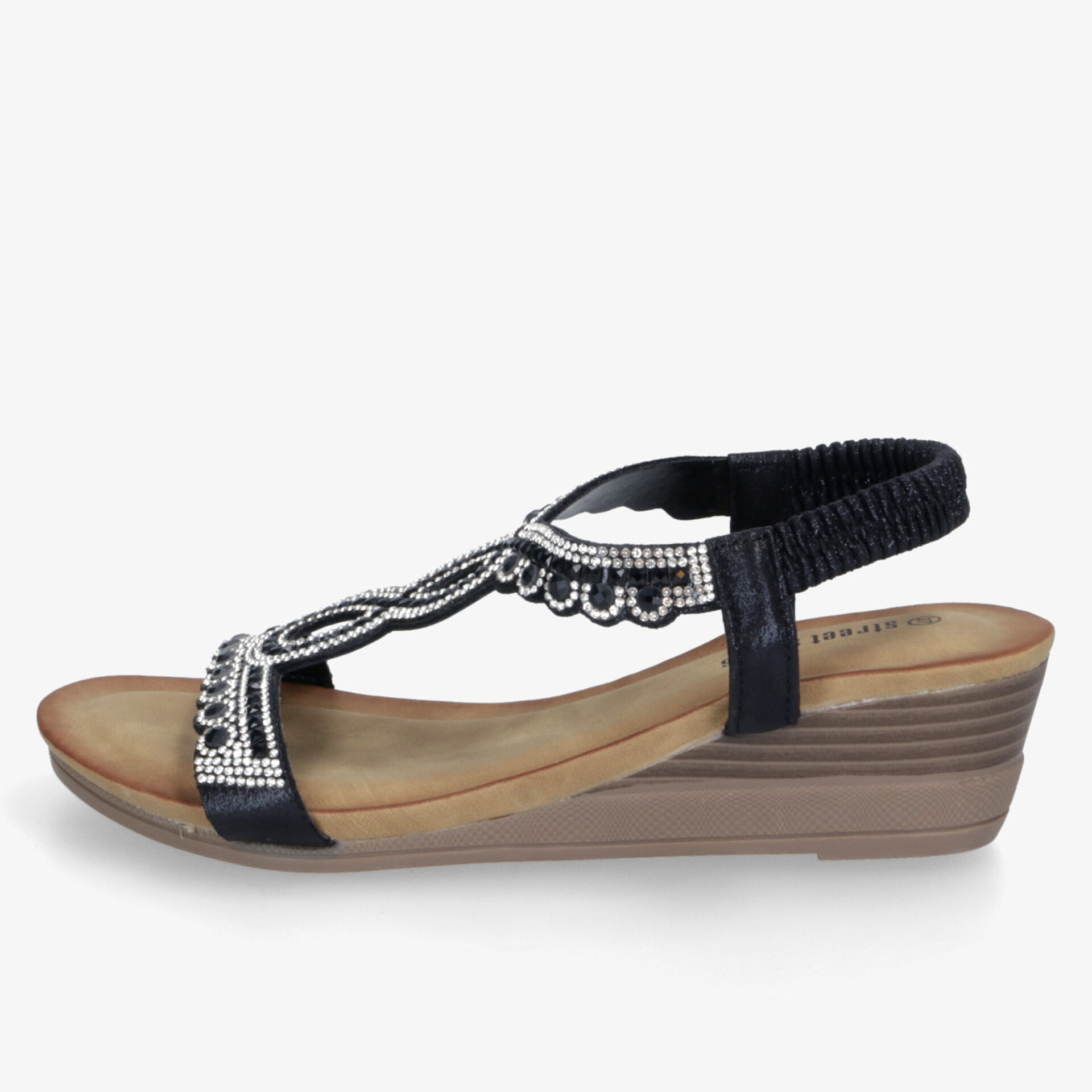 street shoes Damen Keilsandalen schwarz