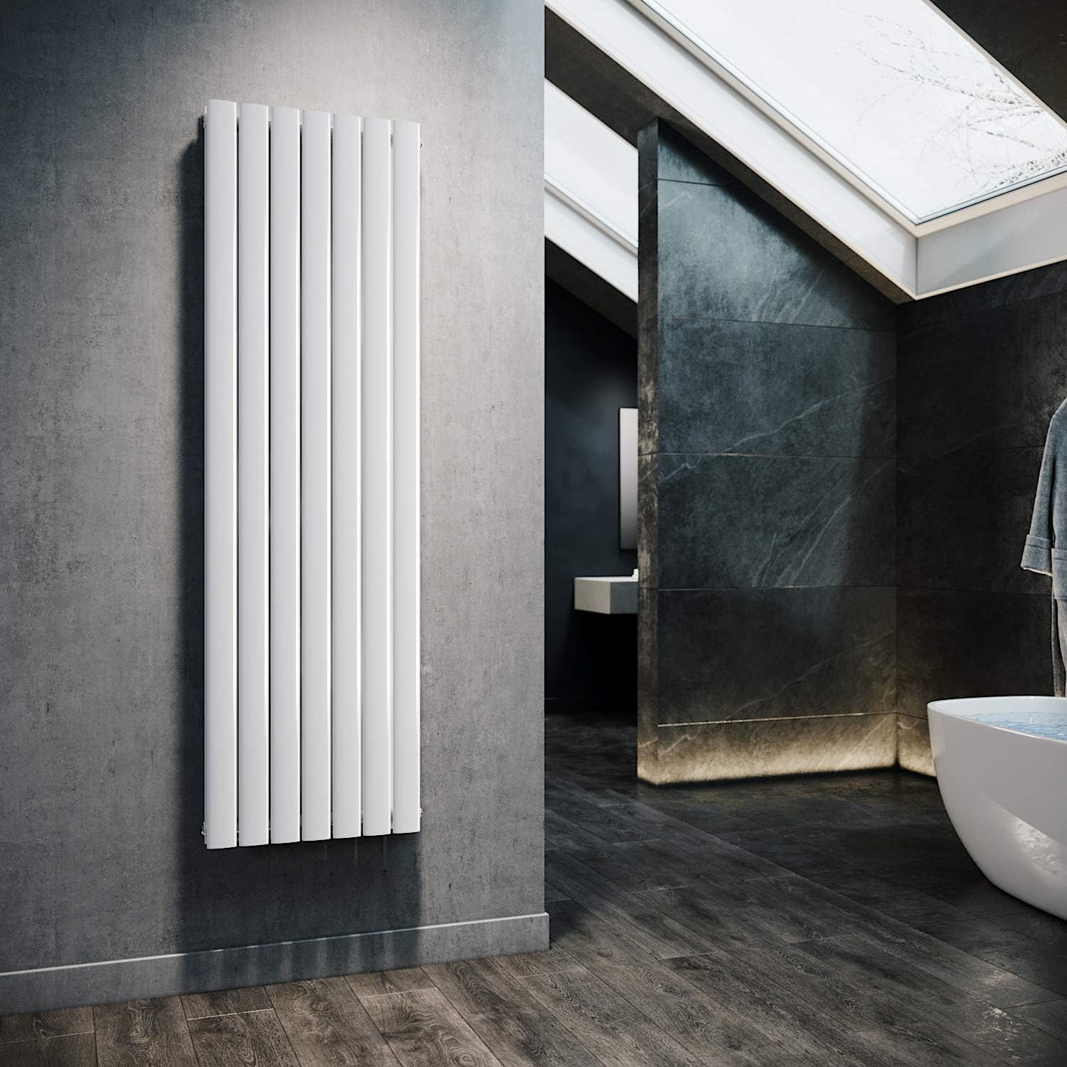 ELEGANT Design Flach Heizkörper 1800x539mm Weiß Paneelheizkörper Vertikal Mittelanschluss Doppellagig