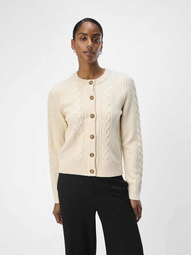 Object OBJDORIS RE L/S KNIT CARDIGAN NOOS Sandshell/melange