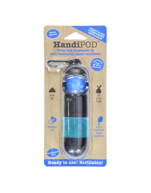 Handipod Poepzakjes Met Desinfectie - Hondenpoepzakjes - Zwart Blauw 20 stuks Desinfectie Gel
