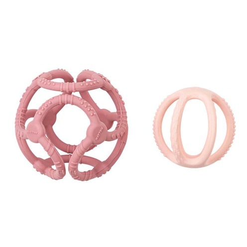 Set de 2 balles en silicone Vieux Rose/ Rose Clair Lapidou - NATTOU