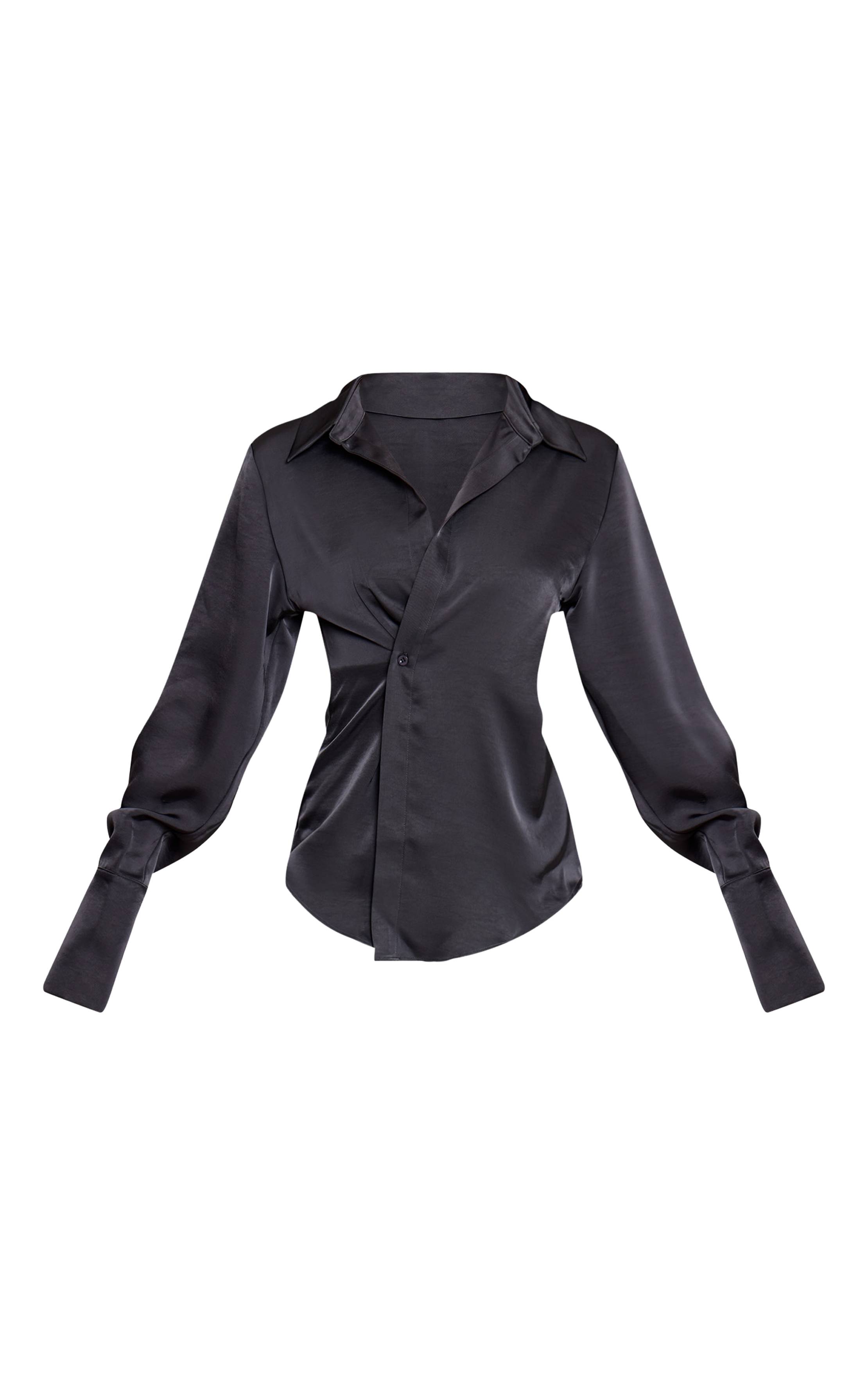 Charbon Chemise Satinée À Boutonnage Asymétrique