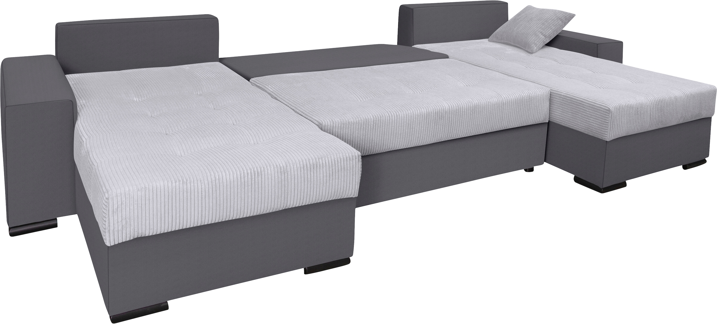COLLECTION AB Wohnlandschaft »Josy XL U-Form, B: 313 cm in Cord, Cord-Mix« mit Bettfunktion, Bettkasten & 2 Zierkissen, Federkern