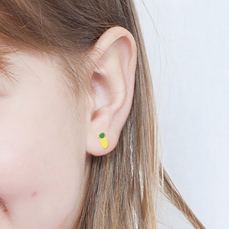 Boucles d'oreilles enfant - Or 18 Carats - Ananas