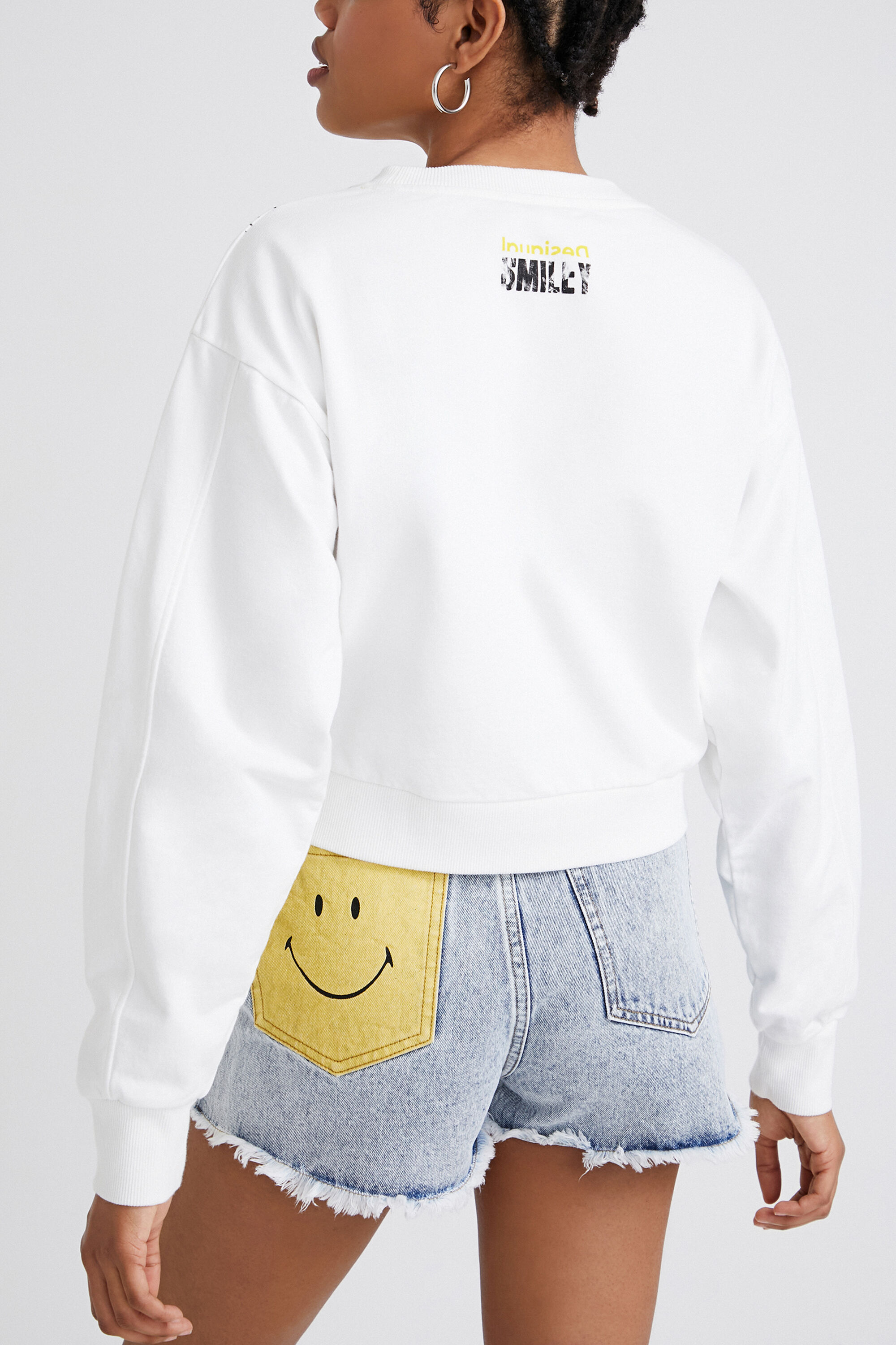 Sweat-shirt court avec Smiley