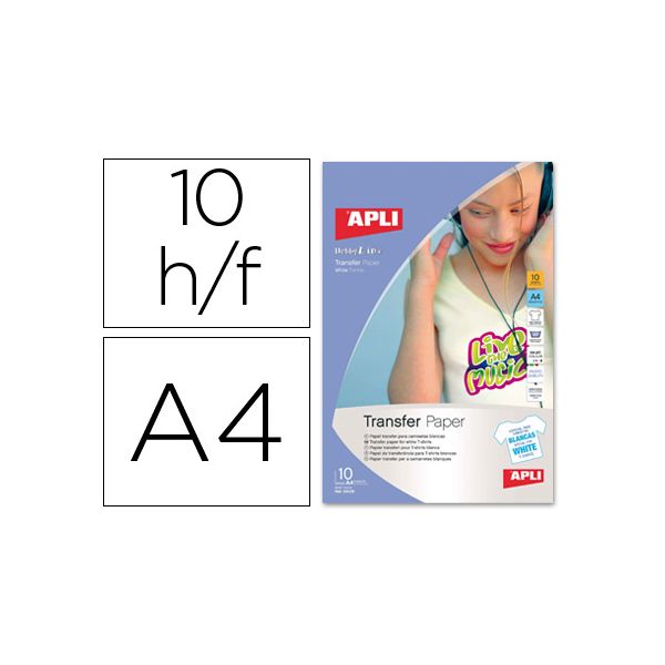Apli Papel Transfer T-Shirt InkJet A4 Tecidos Claros 10 Folhas