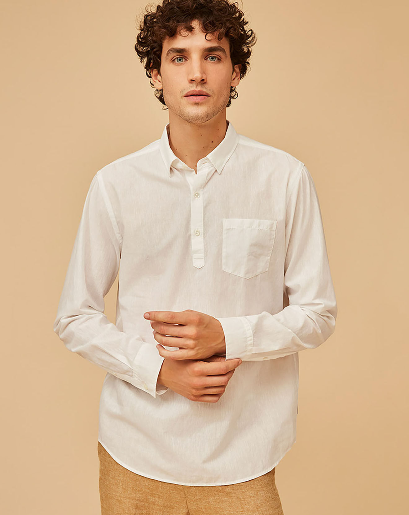 Harris Wilson Chemise Regular Fit en Coton & Lin Benilde blanche