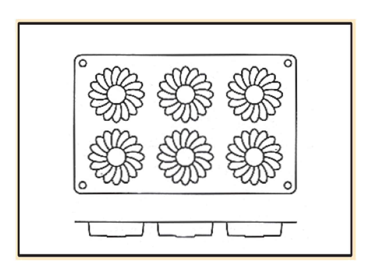 Moule silicone Silicon Flex - 6 marguerites Ø 7 cm - 30 x 17,5 cm - Silikomart
