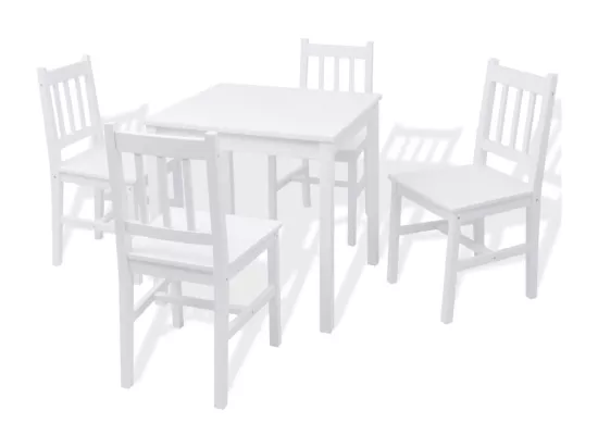 Ensemble de salle à manger 5 pièces Pinède Blanc