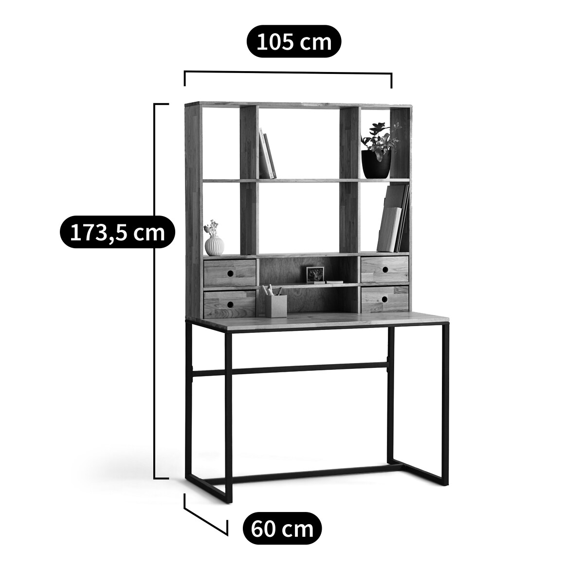 LA REDOUTE INTERIEURS<br>Mesa de carvalho e metal, com plataforma, Hiba
