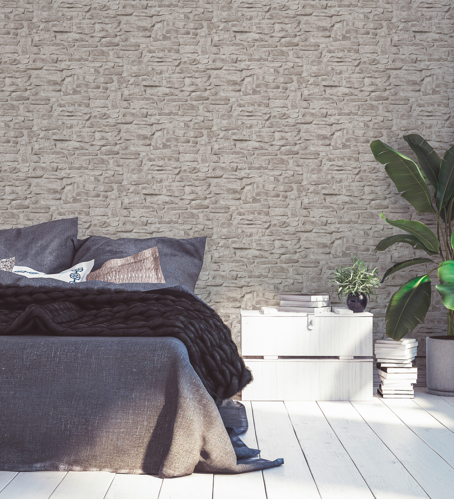 A.S. Creation Vliestapete BRICKS & STONES - greige-grau - Steinoptik - 10 Meter