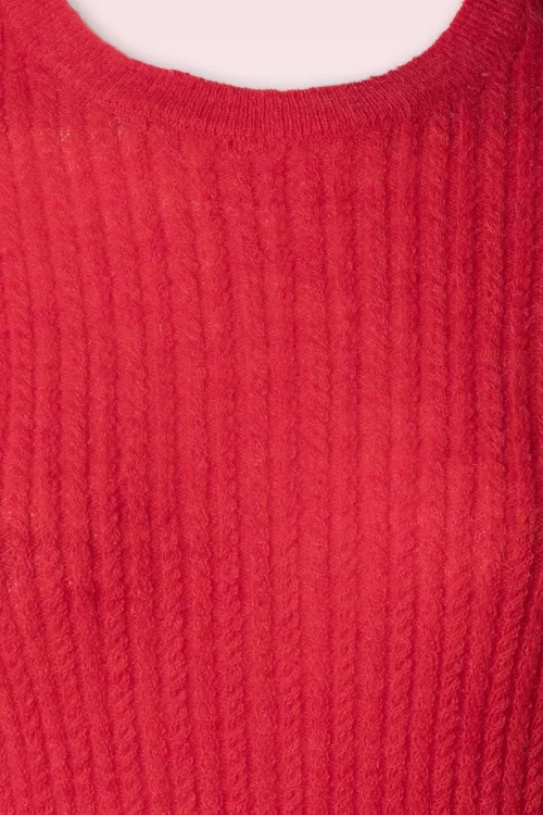 Surkana Liana gebreide trui in karmozijn rood