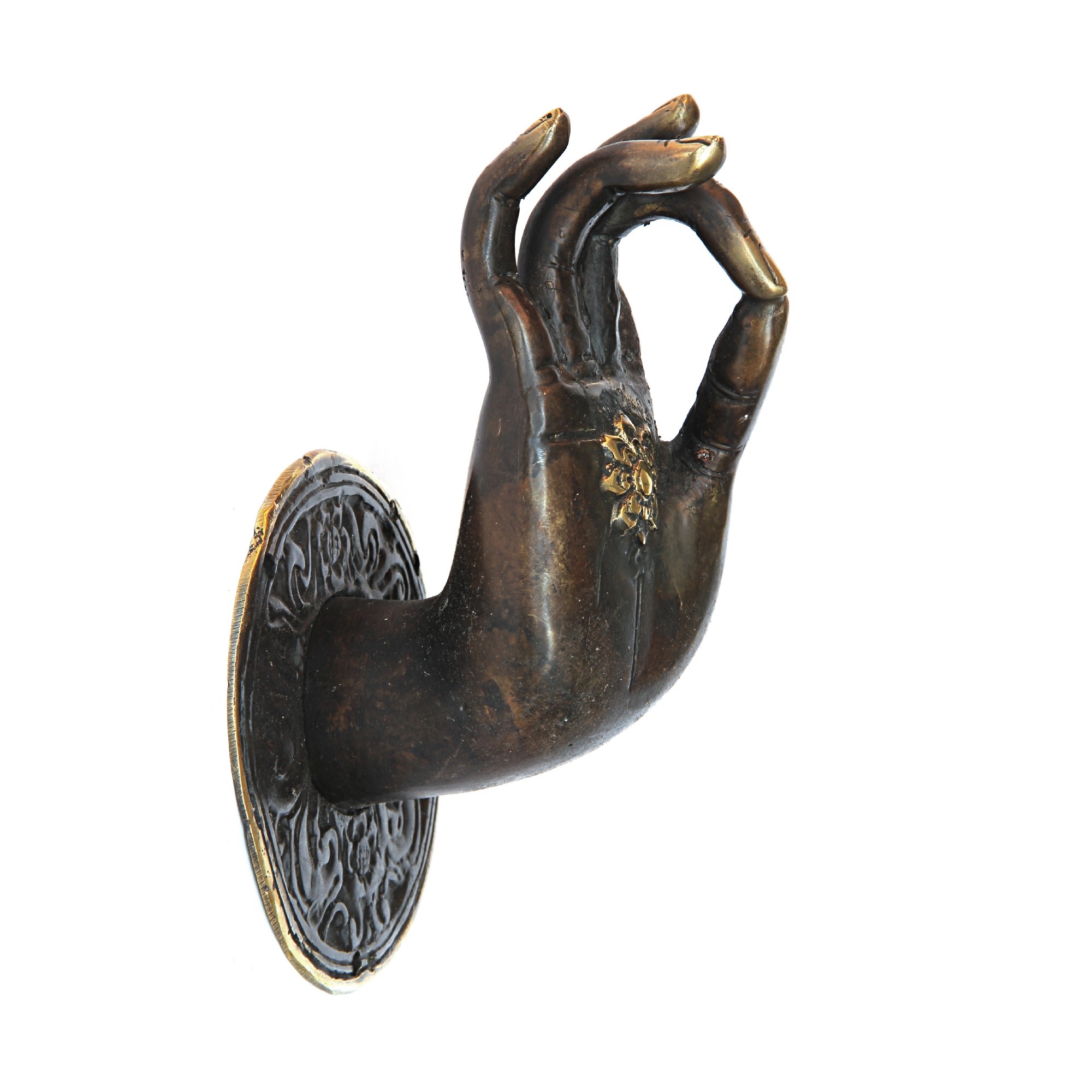 Hand 'Mudra' rechts, aus Messing, H 18 cm, B 11 cm, L 11 cm von fischer's lagerhaus