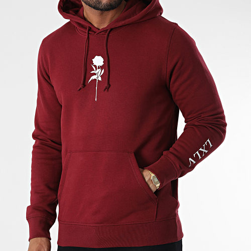 Sweat Capuche Chest Roses Bordeaux Blanc