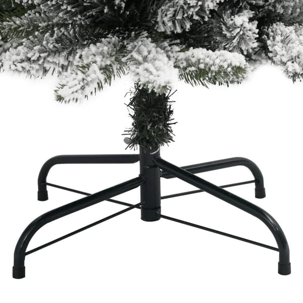 vidaXL Slankt kunstig juletre med flokket snø 210 cm PVC og PE