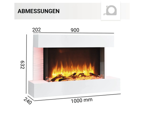 Elektrische haard Balderia Aidan wit 2000 watt incl. afstandsbediening