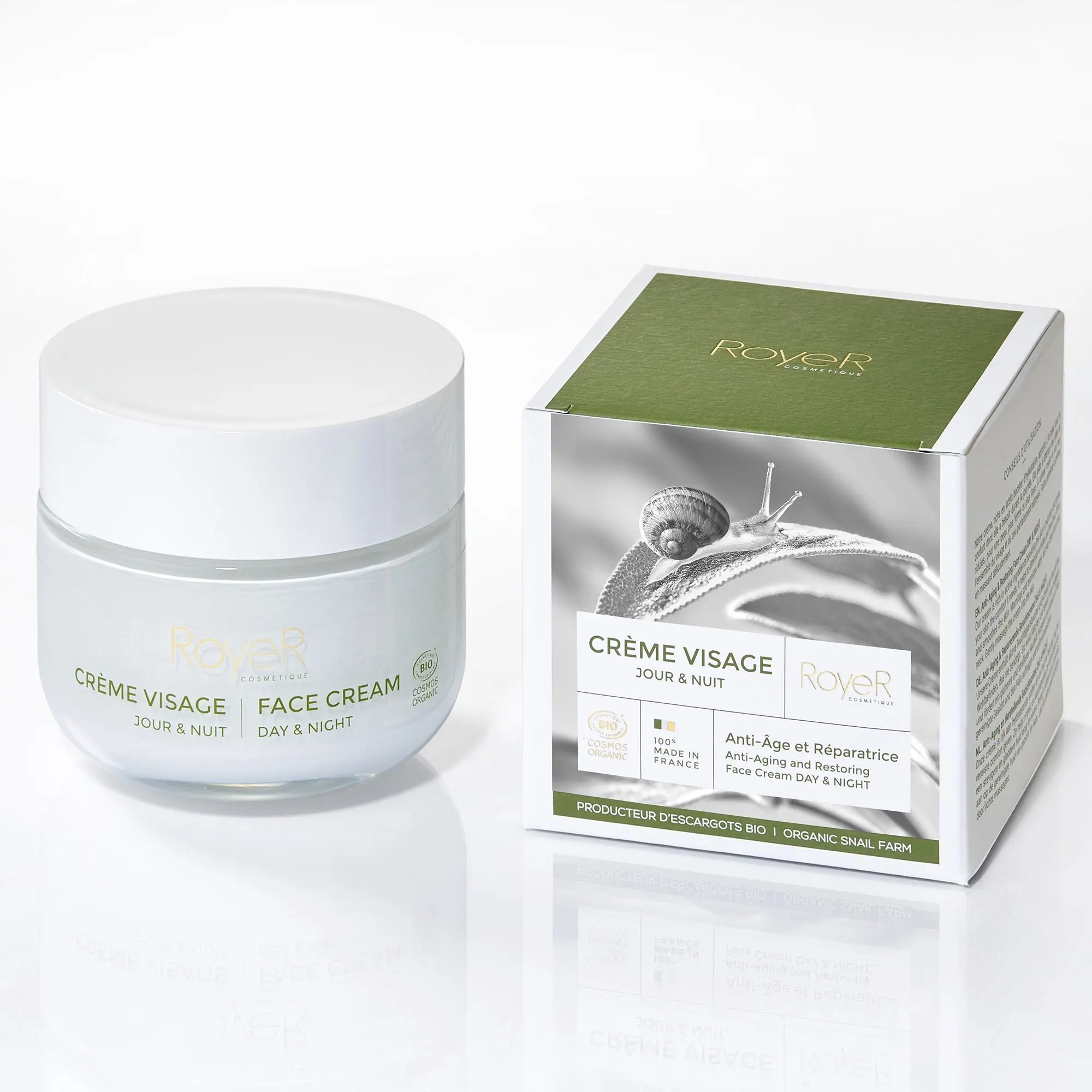 Royer Cosmétiques - Crème Visage Anti-âge & Réparatrice Bave d'Escargot BIO- Soin de jour