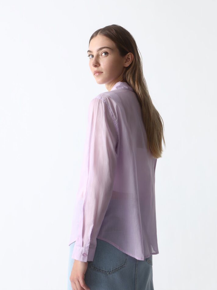 Blusa fluida de manga comprida - Lilás Claro
