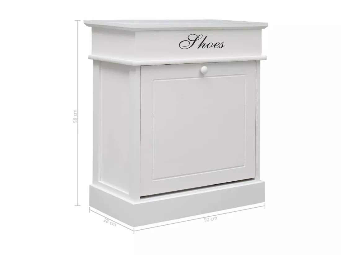 Armoire à chaussures Blanc 50 x 28x58 Bois de Paulownia