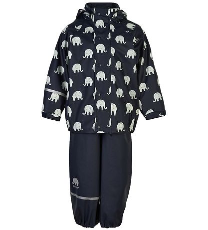 CeLaVi Regnt?j m. Seler - PU - Dark Navy m. Elefanter