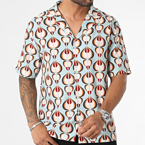 Chemise Manches Courtes Vert Beige
