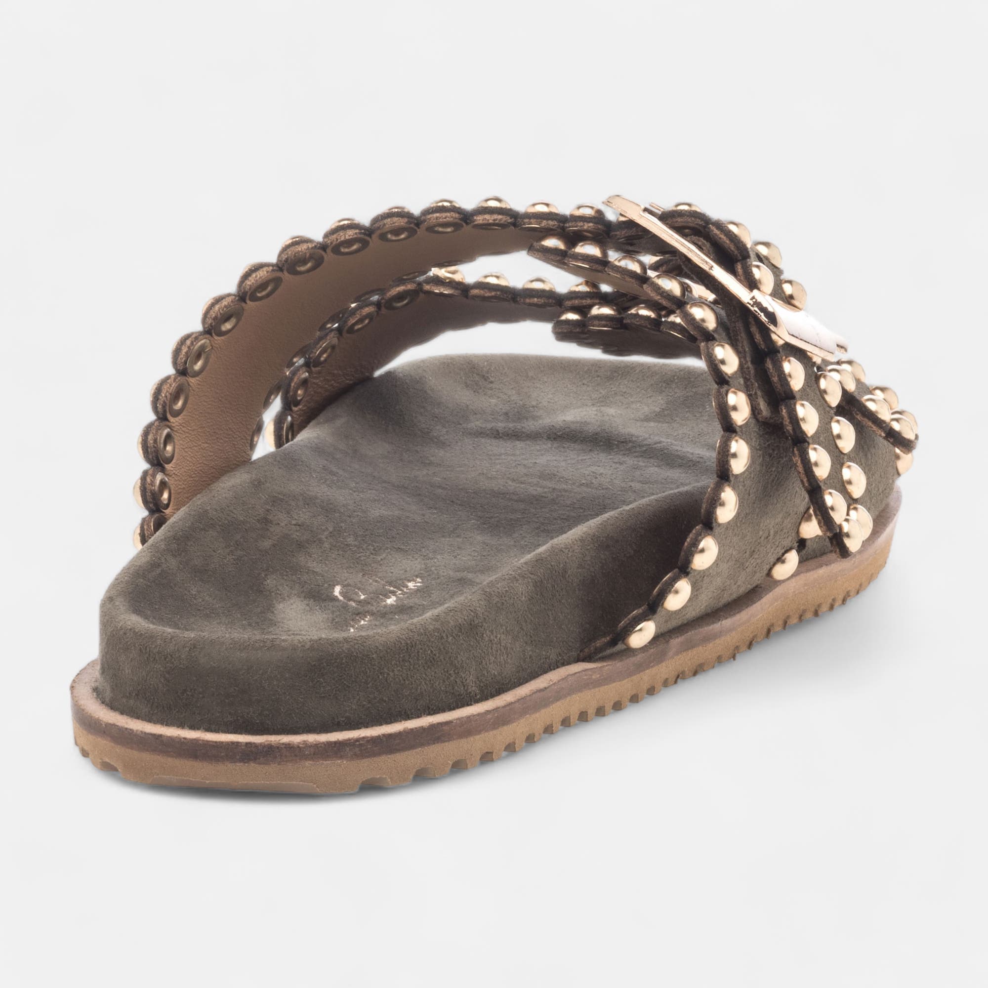 Mules Femme en cuir kaki