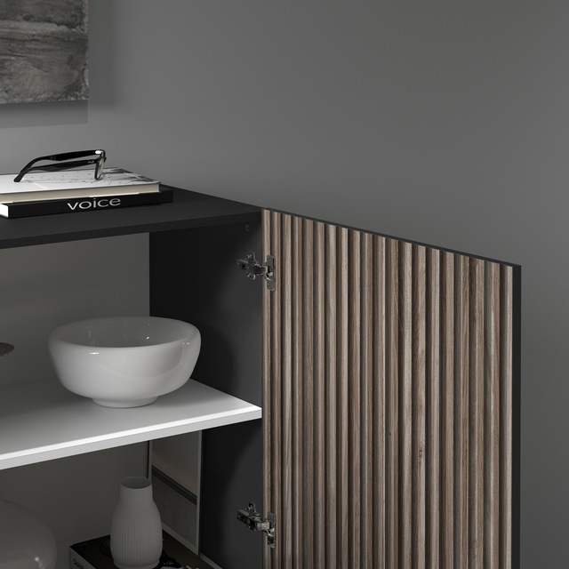 INOSIGN Highboard »Vega,Highboard,Kommode,120 cm« mit 2 Türen,Fronten mit  Rillen-Optik