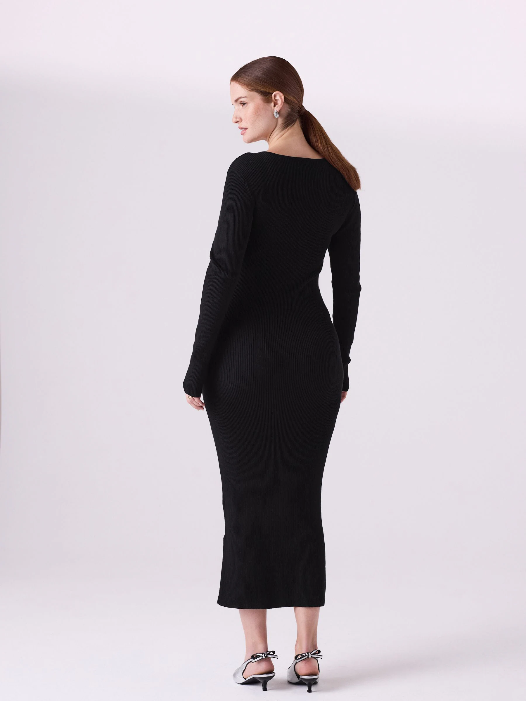 Zwart - Maternity Knitted Keyhole Dress